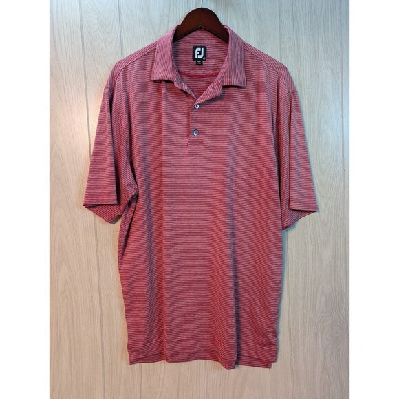 Footjoy FJ Polo Shirt Men's XL Extra Large Red Stripe Golf Performance Athletic - Picture 1 of 6